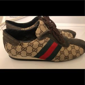 Gucci Low Top Sneakers, G Logo Suede Trim